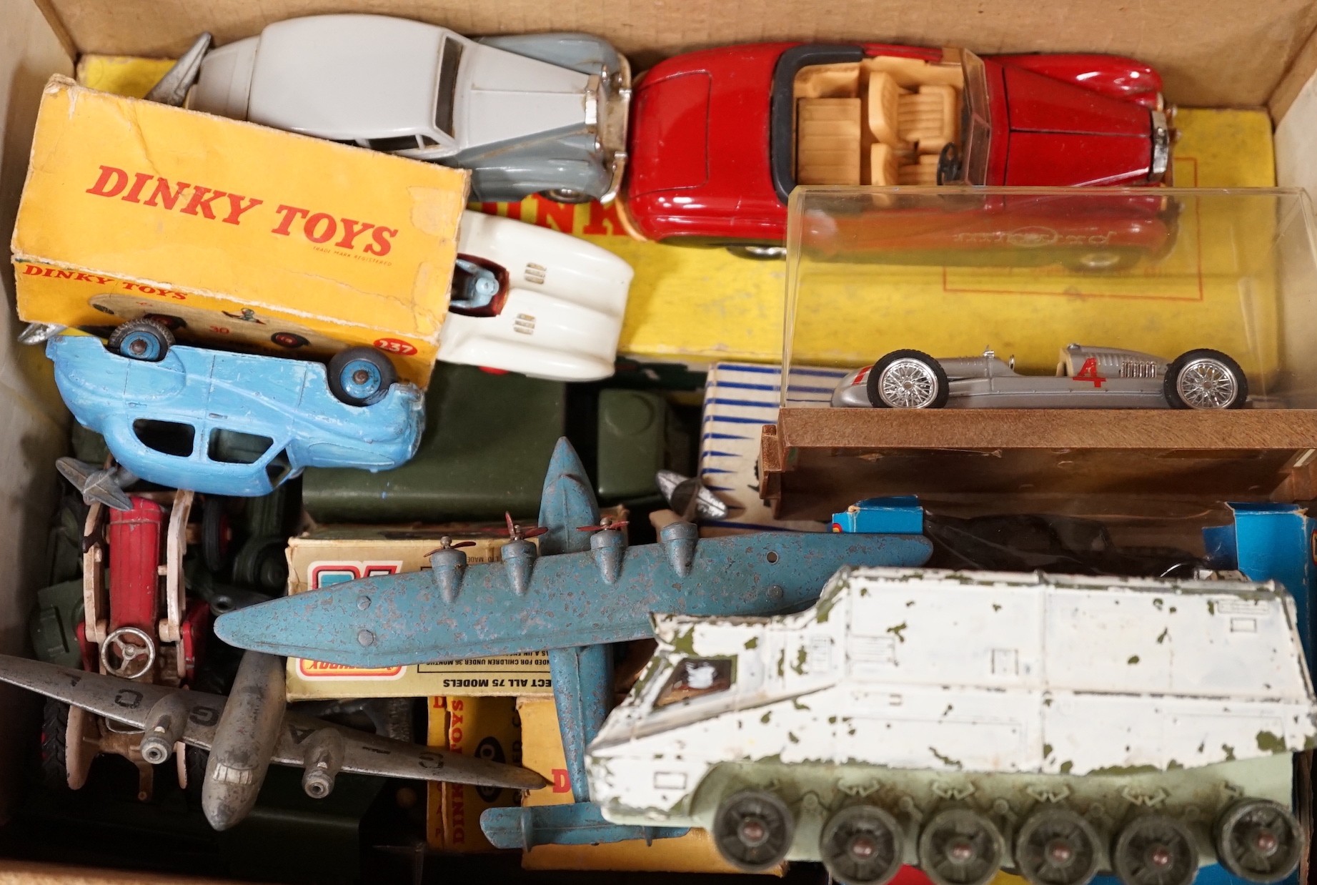 Mixed Dinky, Corgi and other boxed and unboxed, toy cars and mixed toy soldiers